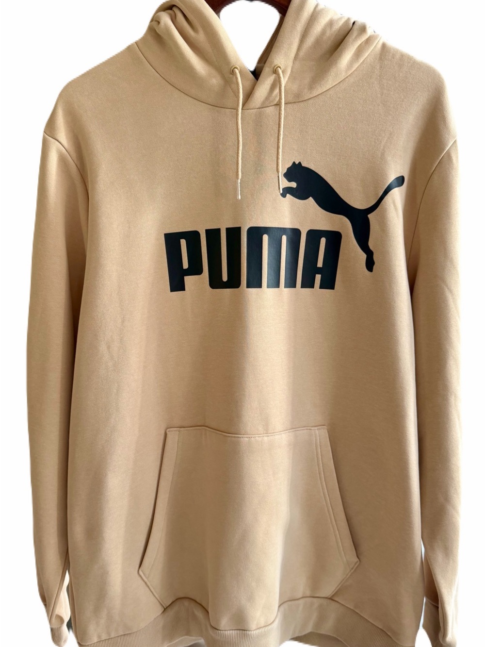 Puma Light Sand Hoodie with Black Logo.